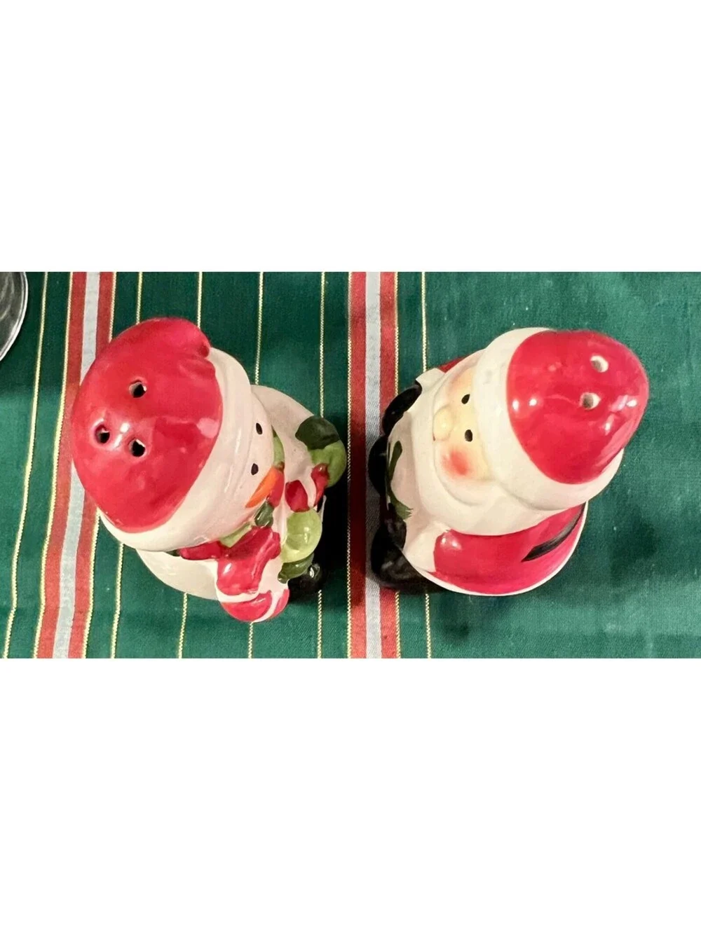 VINTAGE Christmas Holiday Salt & Pepper Shakers - Santa Claus & Snowman
